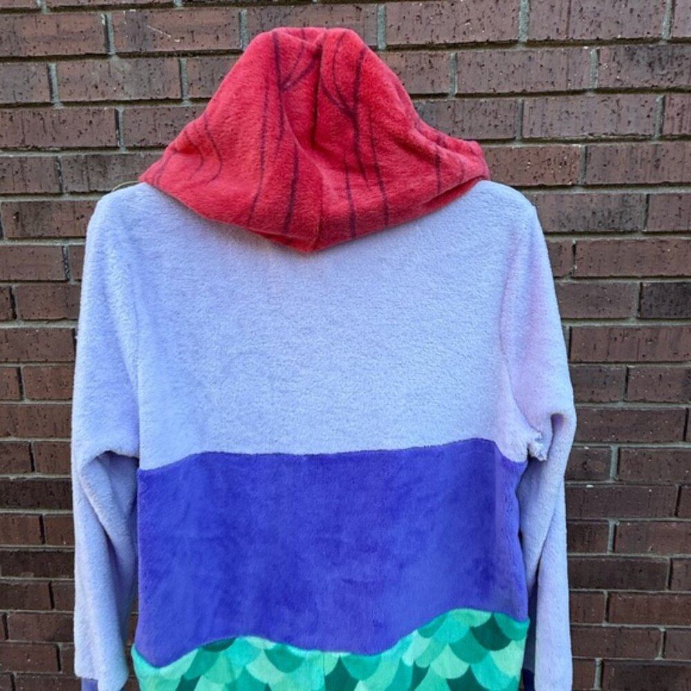 Disney Ariel Little Mermaid Adult Size 2XL XXL Hooded Pajamas Costume Union Suit - Picture 7 of 9